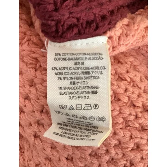 FREE PEOPLE Wine Colorblock Park City Slouchy Waffle Cotton Blend Sweater Est. S - Picture 7 of 8